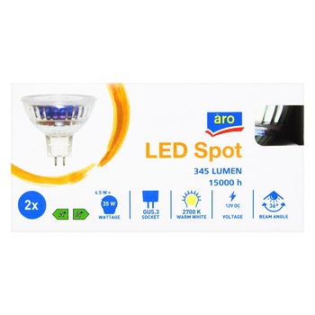 Aro MR16 4,5W 12V 2700K LED Spot 2pcs - buy, prices for METRO - photo 3