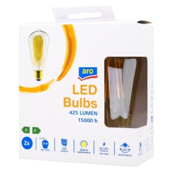 Aro ST64 4.5W E27 2500K LED Bulb 2pcs - buy, prices for METRO - photo 1