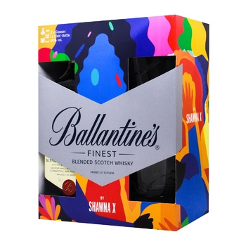 Віскі Ballantine's Finest 40% 0,7л + 2 келиха - купити, ціни на AlcoHub - фото 2