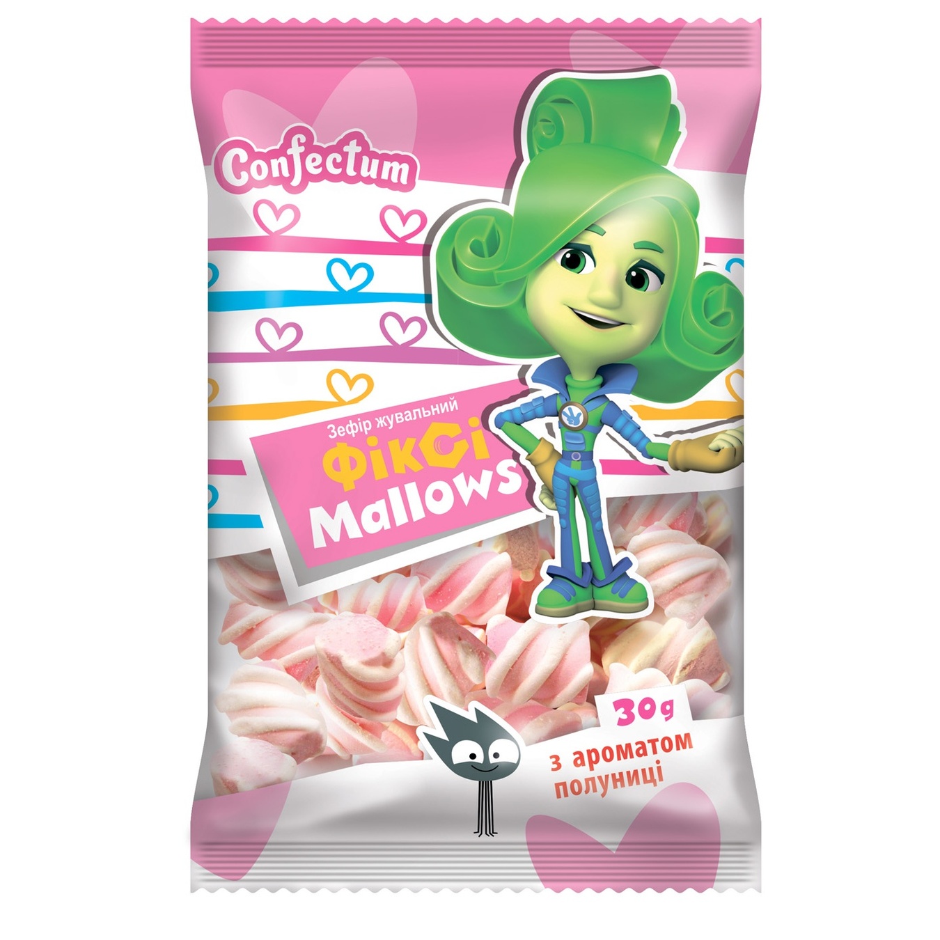 

Зефир Confectum Фикси Mallows жевательный с ароматом клубники 30г