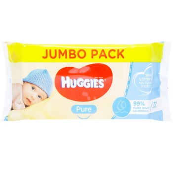 Вологі серветки Huggies Pure 72шт - купити, ціни на METRO - фото 1