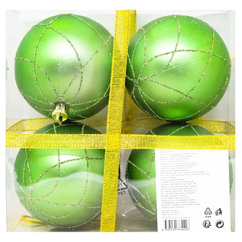 Tarrington House Set of Balls for Christmas Tree Light-Green 4pcs 80mm - buy, prices for - photo 3