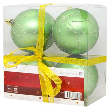 Tarrington House Set of Balls for Christmas Tree Light-Green 4pcs 80mm - buy, prices for - photo 1