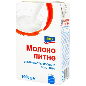 Молоко Aro ультрапастеризоване 3,2% 1000г - купити, ціни на METRO - фото 1