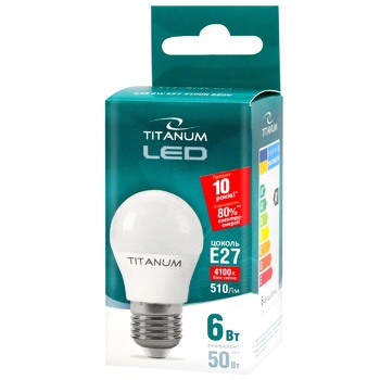 Titanium LED Lamp G45 6W E27 4100K - buy, prices for MegaMarket - photo 2