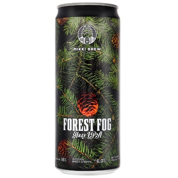 Пиво Mikki Brew Forest Fog Hazy IPA світле нефільтроване 6% 0,33л - купити, ціни на Auchan - фото 1