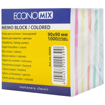 Папір для нотаток EconoMix кольоровий непроклеєний 90х90мм Папір для нотаток EconoMix кольоровий непроклеєний 90х90мм - купити, ціни на - фото 1