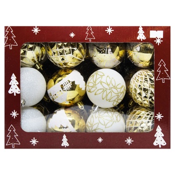 Gold-White New Year's Ball 7cm 36pcs - buy, prices for MegaMarket - photo 2