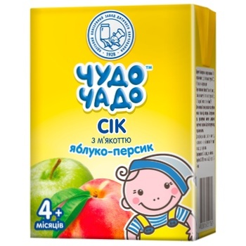 Сік яблучно-персиковий з м΄якоттю Чудо-Чадо від 4-х місяців 200мл