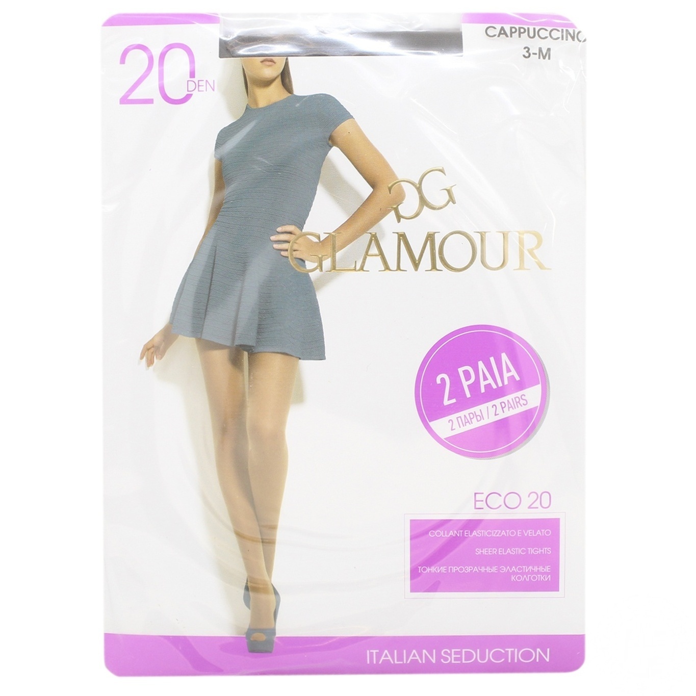 

Колготы женские Glamour Eco Bipack 20 ден р.3 cappuccino