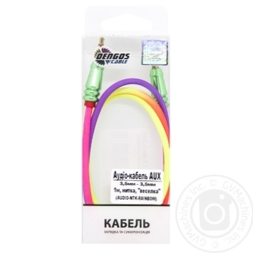 Dengos AUX Audio Cable 3.5mm-3.5mm 1m rainbow - buy, prices for MegaMarket - photo 1