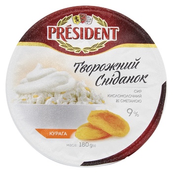 President Cottage Cheese with Sour Cream and Dried Apricots 9% 180g - buy, prices for ULTRAMARKET - photo 2