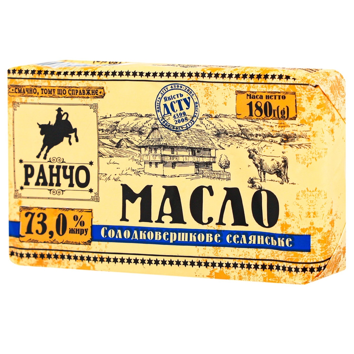 

Масло Ранчо Селянське сладкосливочное 73% 180г