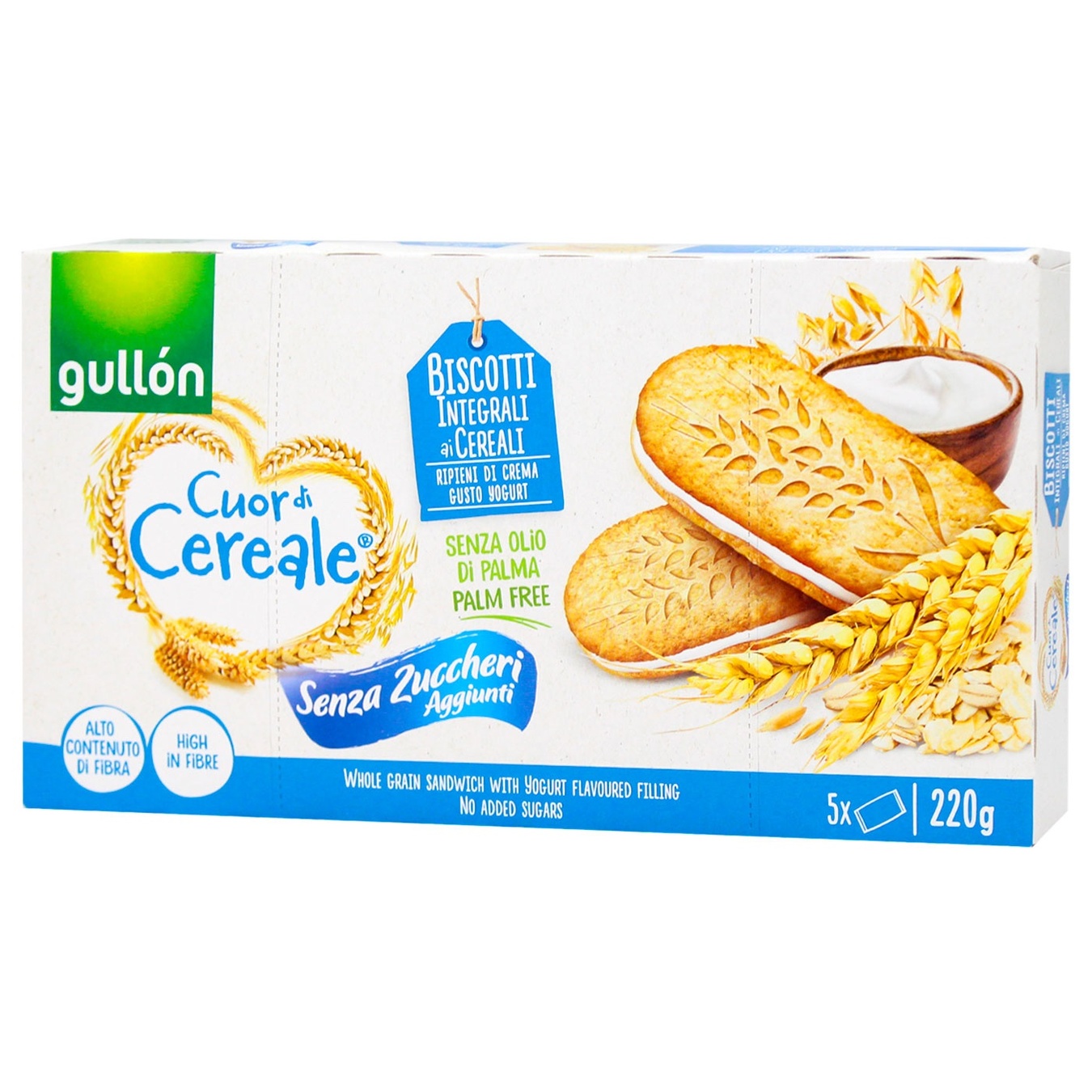 

Печенье Gullon Cuor di Cereale с йогуртом без сахара 220г