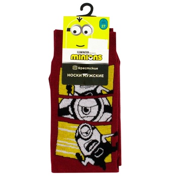 Brestskie Minions Men's Socks s.27 dark burgundy - buy, prices for - photo 1