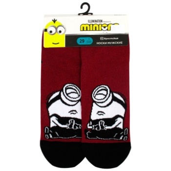 Носки мужские Брестские Minions 2138 294 р.29 темно-бордовый - купить, цены на КОСМОС - фото 1