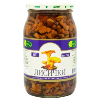 Грибы Шарм Лисички маринованные 920г - купить, цены на ULTRAMARKET - фото 1