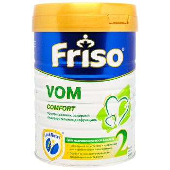 Сухая молочная смесь Friso VOM 2 COMFORT для детей от 6 до 12 месяцев со срыгиваниями коликами и запорами 800г - купить, цены на МегаМаркет - фото 1