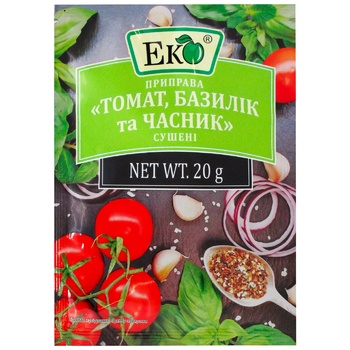 Приправа Эко Томат, базилик и чеснок сушеные 20г - купить, цены на ЕКО Маркет - фото 1