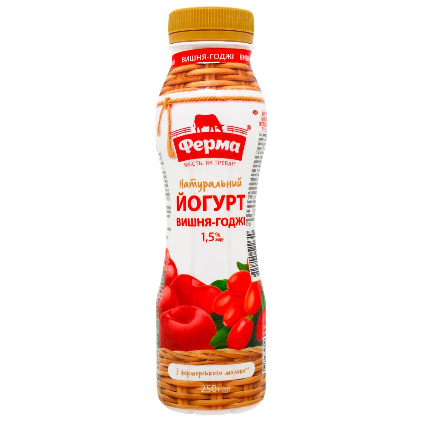 

Йогурт Ферма Вишня-годжи 1,5% 250г