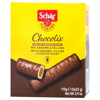 Печиво Dr.Schar Chocolix без глютену з карамельным кремом 110г