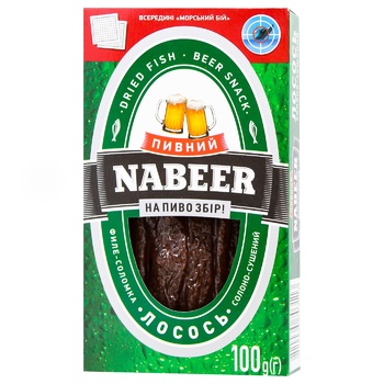 Лосось Пивной Nabeer филе-соломка солено-сушеная 100г - купить, цены на ЕКО Маркет - фото 1