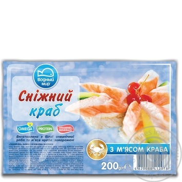 Палички з м'ясом краба Водний Світ Сніжний краб заморожені 200г