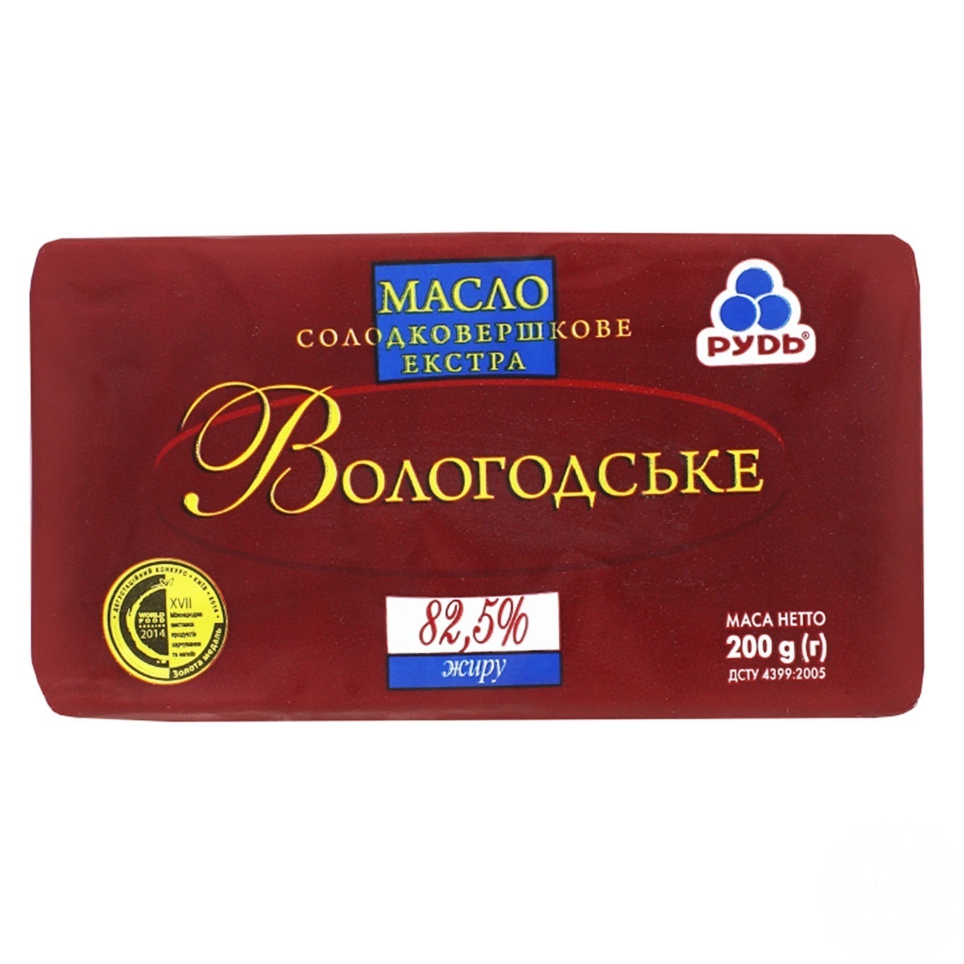 

Масло Рудь Вологодское сладкосливочное экстра 82,5% 200г