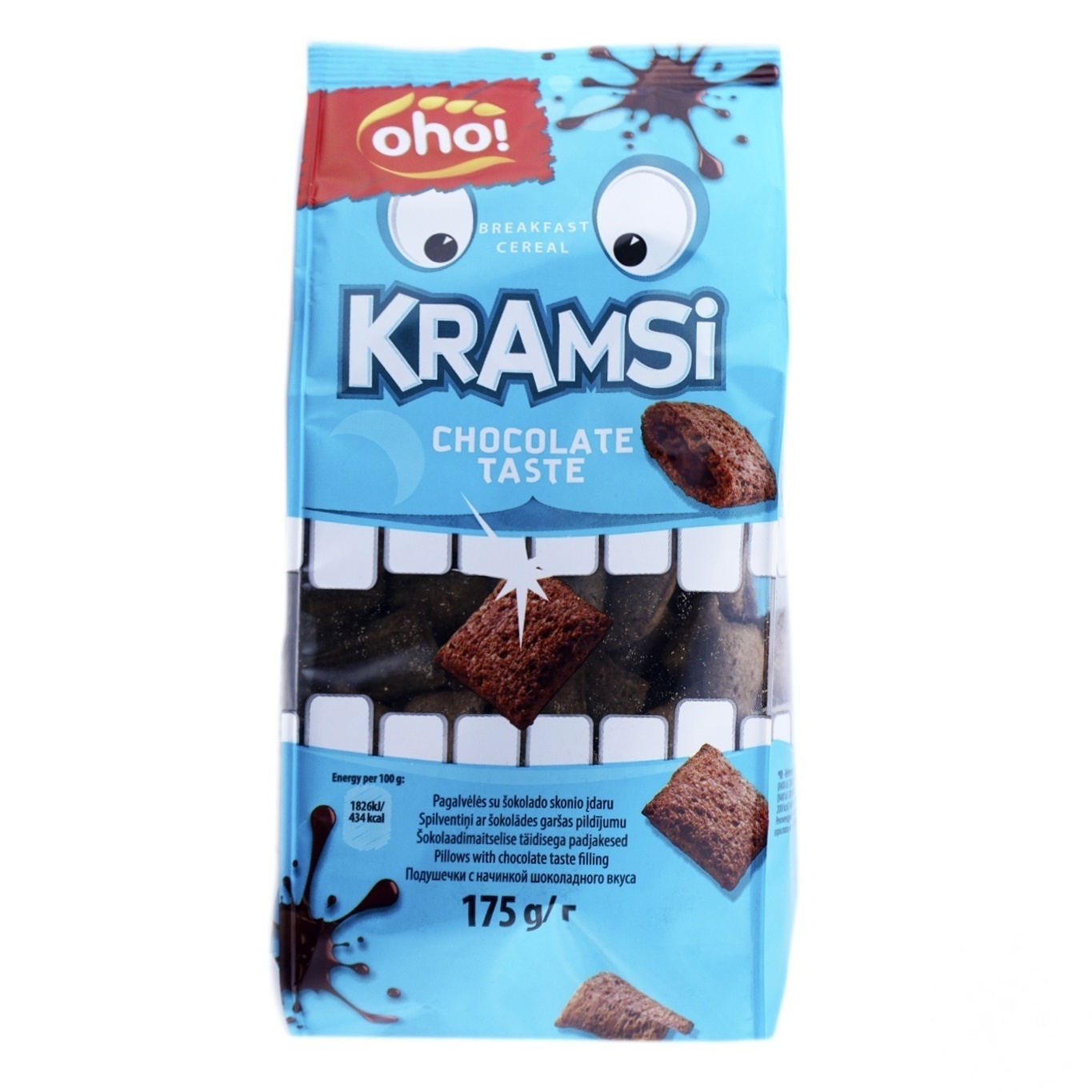 

Завтрак сухой Oho Kramsi зерновые подушечки с начинкой со вкусом шоколада 175г