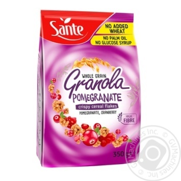 Sante Granola Whole Grain Crispy Cereal Flakes with Pomegranate and Cranberry 350g - buy, prices for NOVUS - photo 2