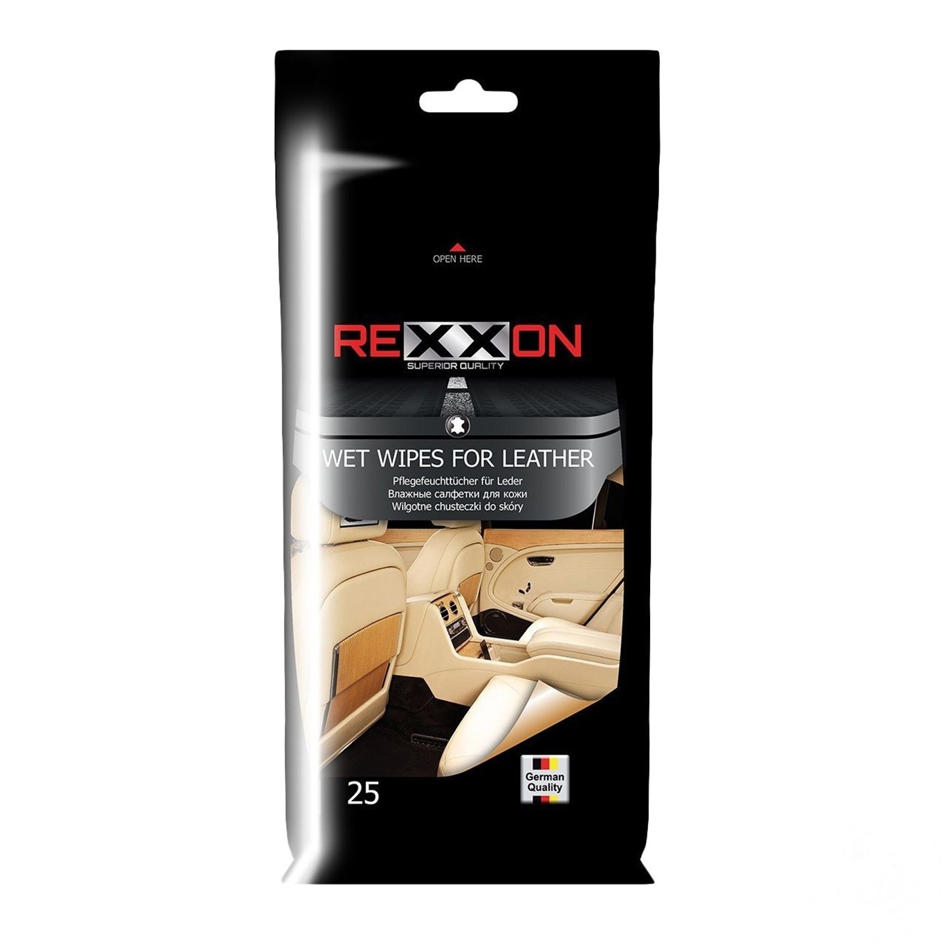 

Салфетки Rexxon влажные для очистки кожаного салона авто 25шт