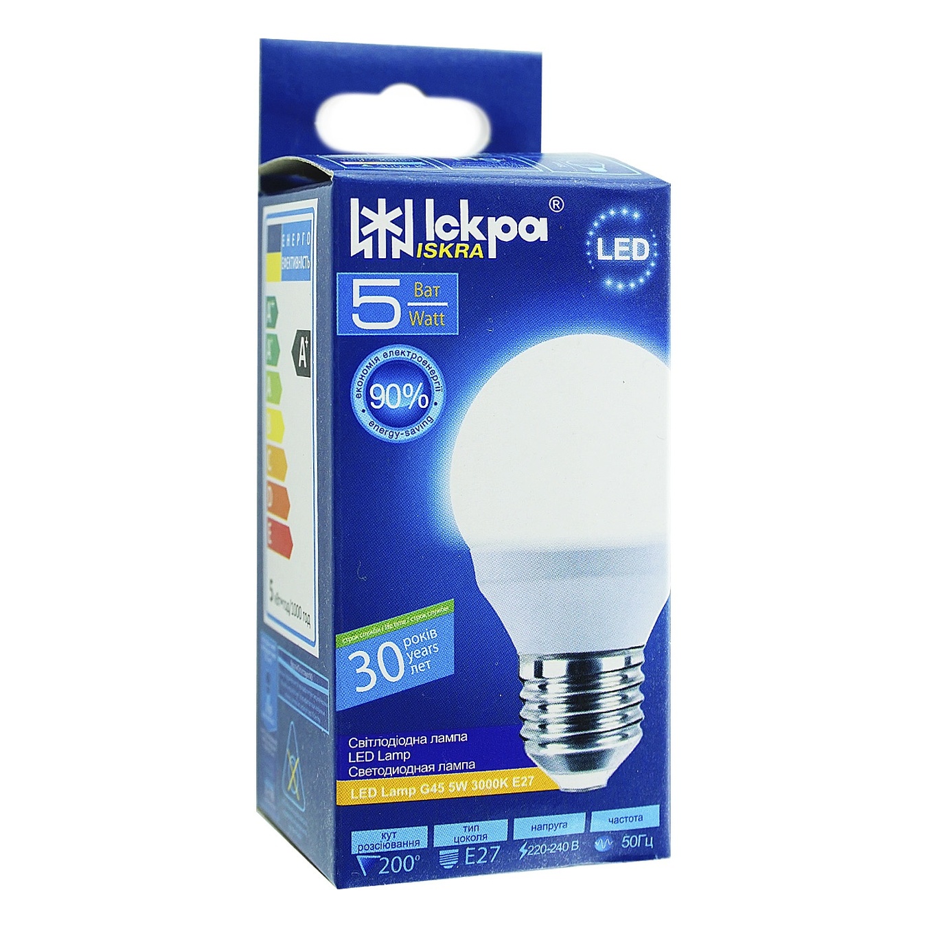 

Лампа Искра LED E27 G45 220В 5Вт 3000K