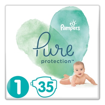 Підгузки Pampers Pure Protection Newborn 2-5кг 35шт - купити, ціни на Auchan - фото 2