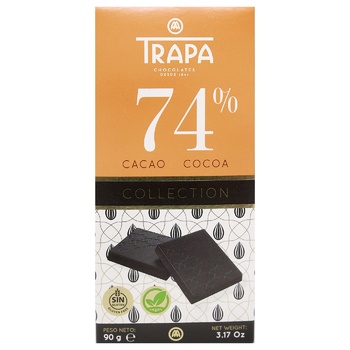 Trapa Collection Vegan Dark Chocolate 74% 90g - buy, prices for NOVUS - photo 1