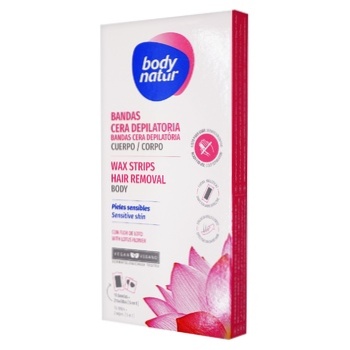 Body Natur with Lotus Flower for Sensitive Skin Wax Strips for Body Depilation 16pcs - buy, prices for NOVUS - photo 1