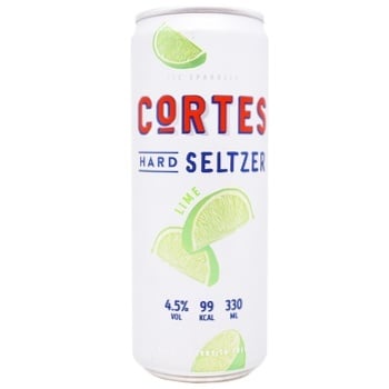 Cortes Hard Seltzer Low-Alcohol Strongly Carbonated Drink with Lime Flavor 4.5% 0.33l