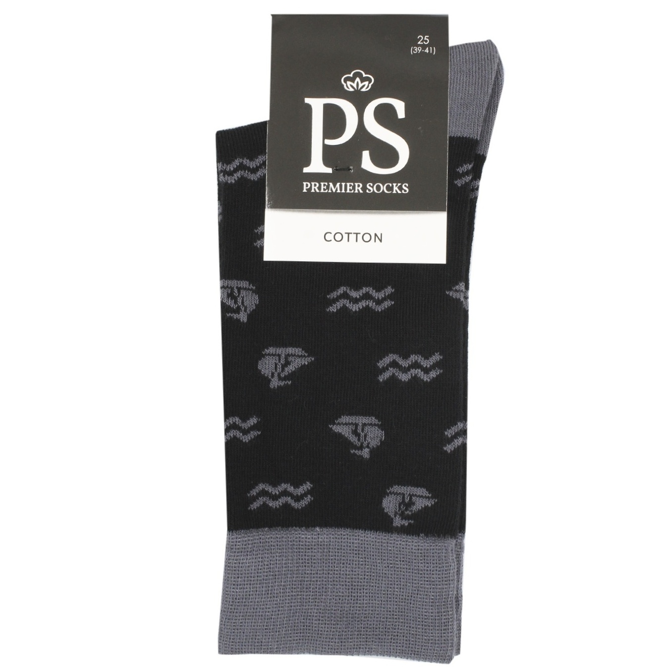 

Носки мужские Premier Socks черные с серыми кораблями 25