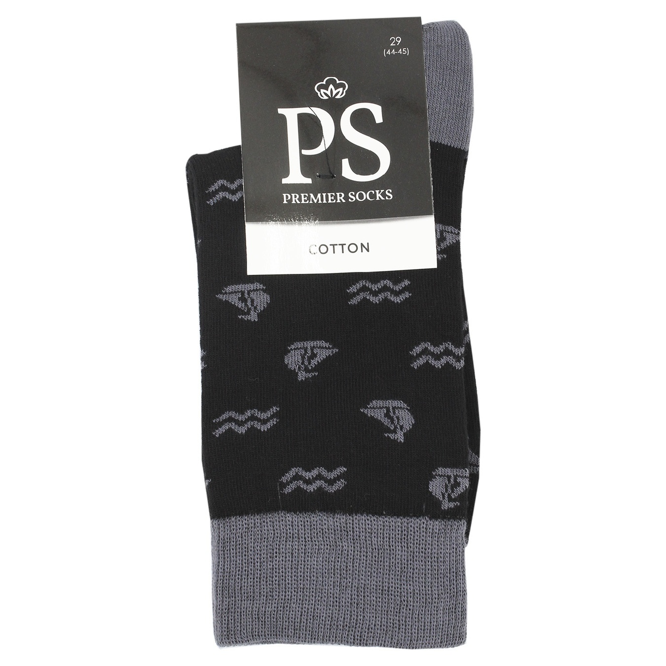 

Шкарпетки чоловічі Premier Socks чорні з сірими кораблями 29