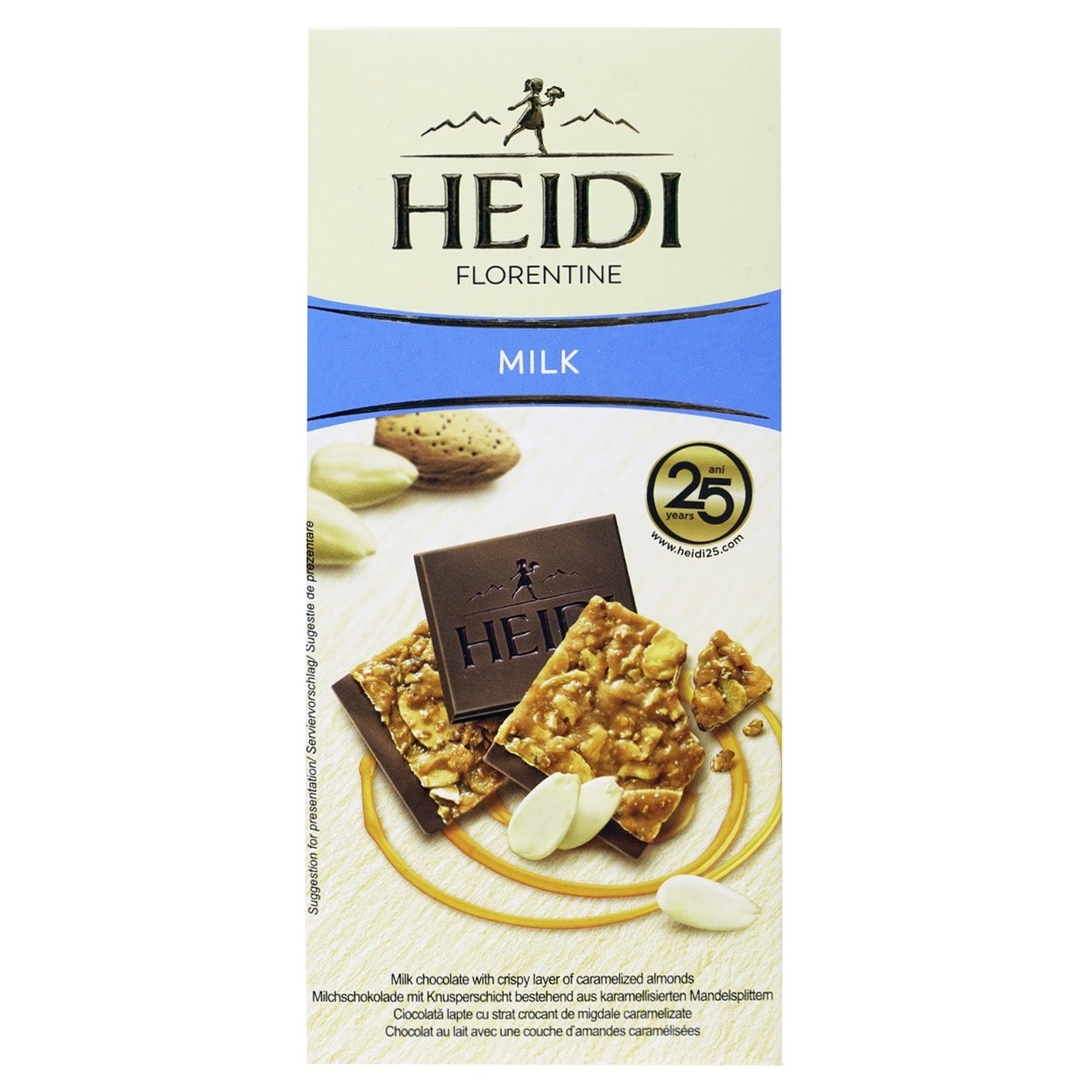 

Шоколад молочный Heidi Grand'Оr Florentine с карамелизированным миндалем 100г