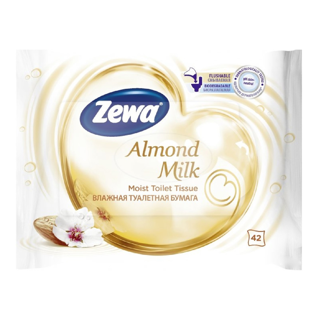 

Влажная туалетная бумага Zewa Almond Milk 42шт