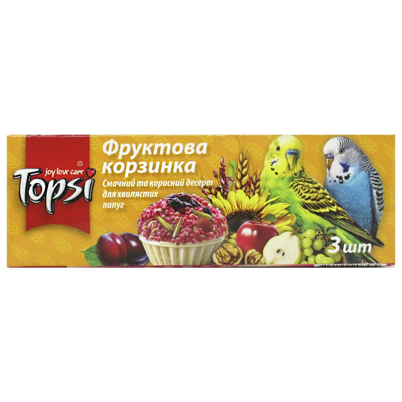

Десерт Topsi Фруктовая корзинка для волнистых попугаев 45г
