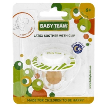 Baby Team Latex Soother With Cap And Ring That Glows in The Dark - buy, prices for NOVUS - photo 1