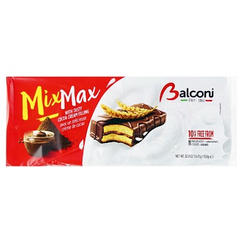 Тістечка Balconi Mix Max з какао 10шт*35г - купити, ціни на Auchan - фото 1