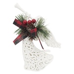 Украшение елочное Ангел с декором белое 16х9х5см