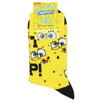 Brestskie Spongebob 4203 Medium Length 037 Bright Yellow Men's Socks Size 40-43 - buy, prices for Tavria V - photo 1