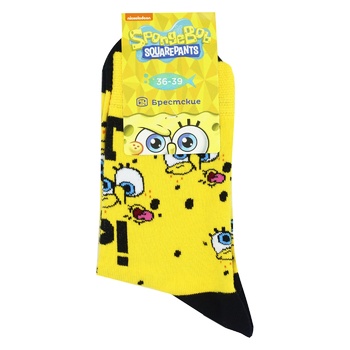 Brestskie Spongebob 4203 Medium Length 037 Bright Yellow Women's Socks Size 36-39 - buy, prices for - photo 1