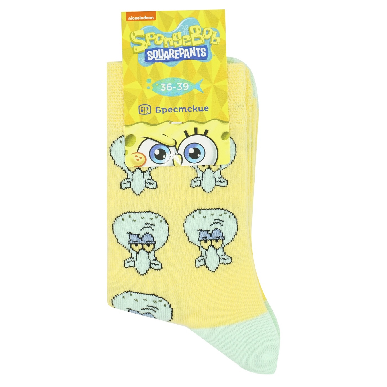 

Носки женские Брестские Spongebob 4203 средней длины 041 желтый размер 36-39