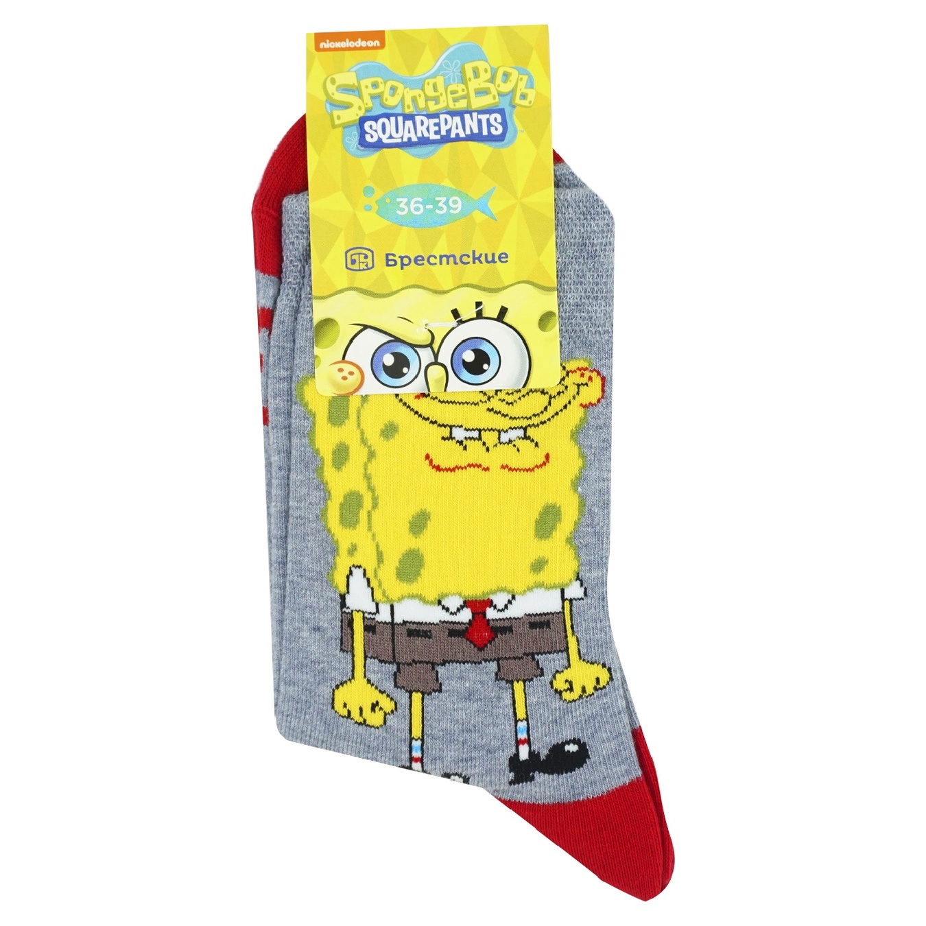 

Носки женские Брестские Spongebob 4203 средней длины 038 серый меланж размер 36-39