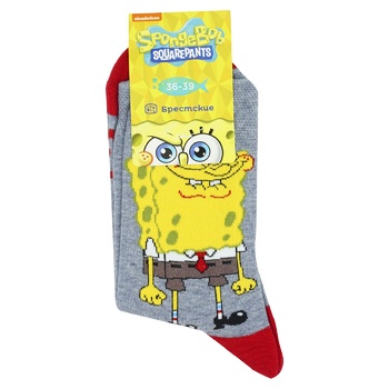 Brestskie Spongebob 4203 Medium Length 038 Gray Melange Women's Socks Size 36-39 - buy, prices for - photo 1