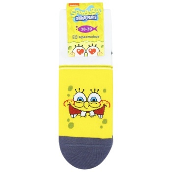 Brestskie Spongebob 1146 Shortened 446 Bright Yellow Women's Socks Size 25 - buy, prices for NOVUS - photo 1